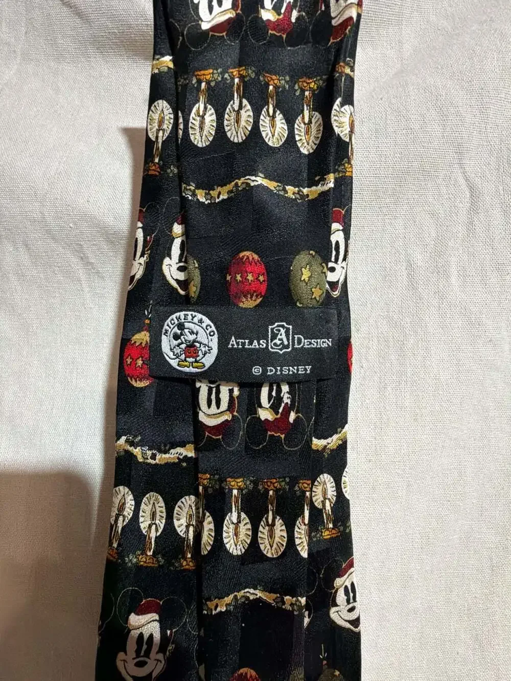 Vintage Mickey & Co. Atlas Design Disney Christmas Mickey Mouse Silk Tie
